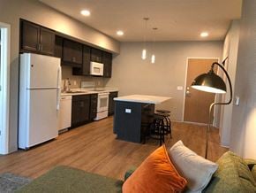 St. Paul apartment for rent - a kitchen and living room with a refrigerator and a sink