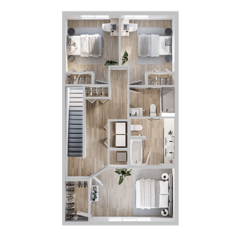 Floor plan for 3 beds, 2.5 baths, 1699 sqft