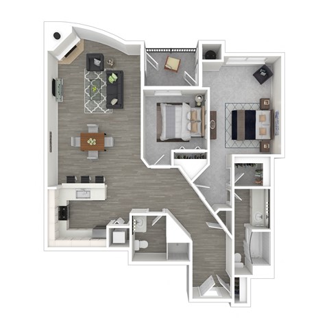 Floor plan for 2 beds, 2 baths, 1219 sqft