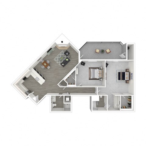 Floor plan for 2 beds, 2 baths, 1132 sqft