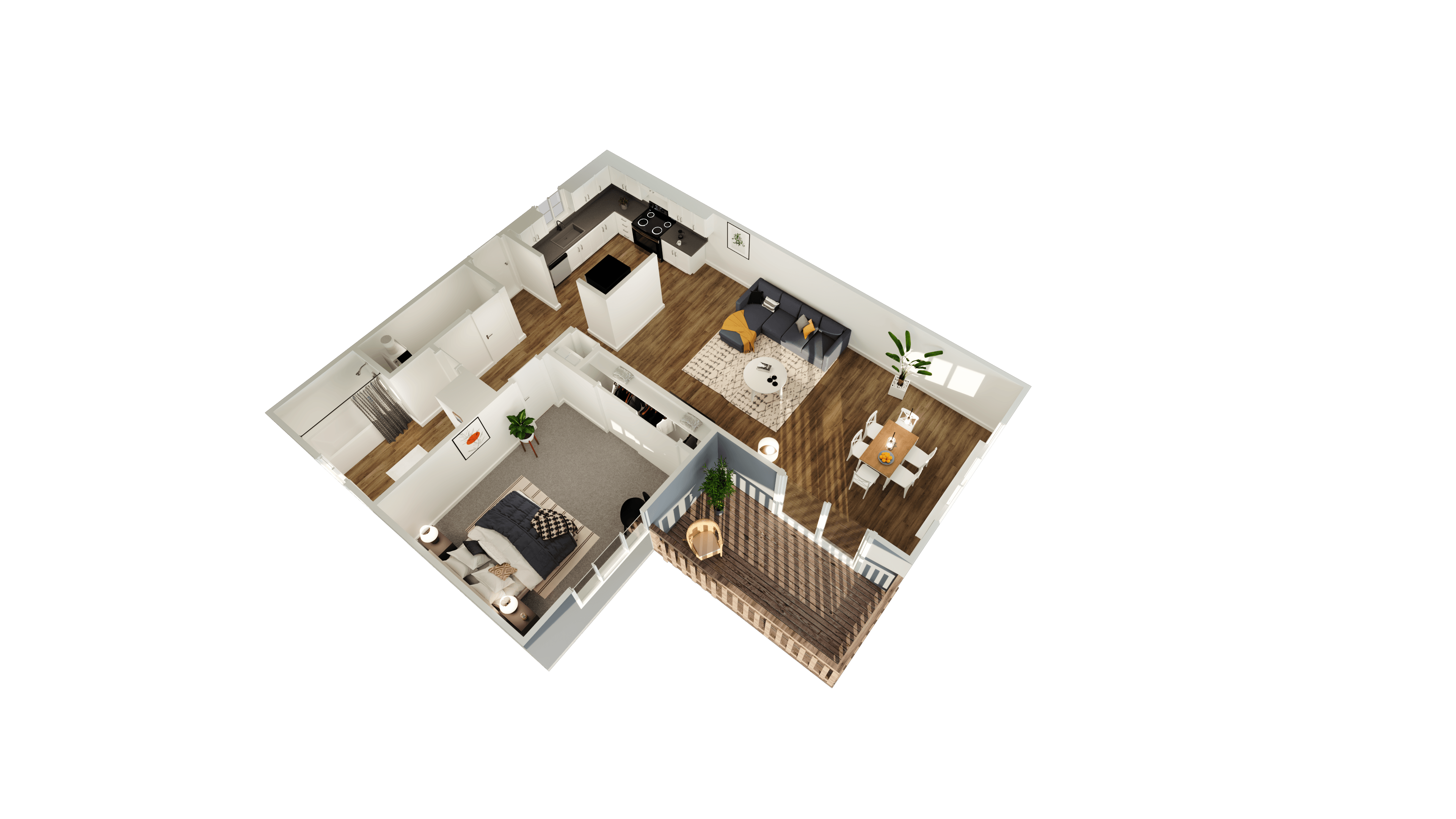 Floor plan for 1 bed, 1 bath, 700 sqft