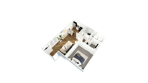 Floor plan for 1 bed, 1 bath, 650 sqft