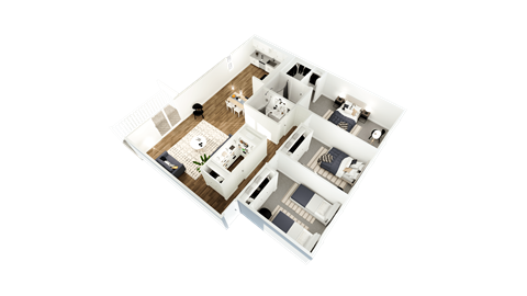 Floor plan for 3 beds, 2 baths, 1150 sqft