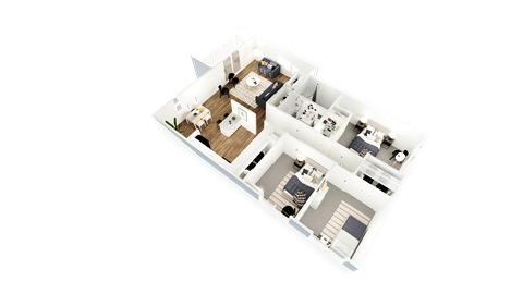 Floor plan for 3 beds, 2 baths, 1050 sqft