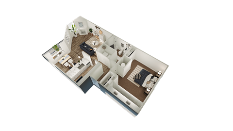 Floor plan for 1 bed, 1 bath, 790 sqft