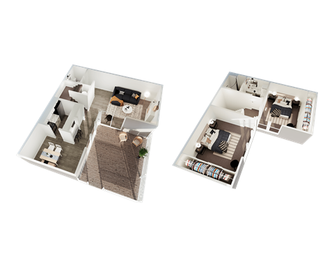 Floor plan for 2 beds, 1.5 baths, 1100 sqft