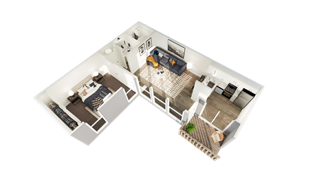 Floor plan for 1 bed, 1 bath, 700 sqft