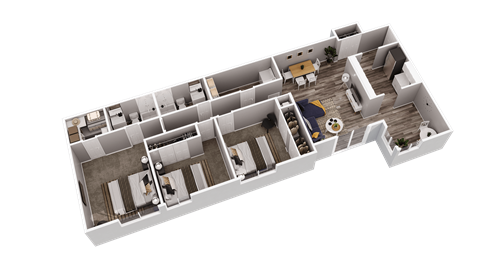 Floor plan for 3 beds, 2 baths, 1450 sqft