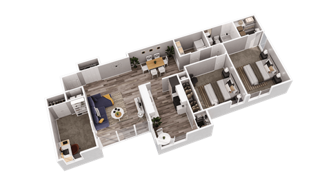 Floor plan for 2 beds, 1 bath, 1072 sqft