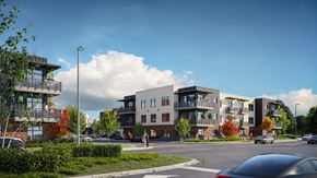 Knoxville apartment for rent - a rendering of an apartment complex on a city street