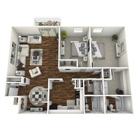 Floor plan for 2 beds, 2 baths, 1200 sqft