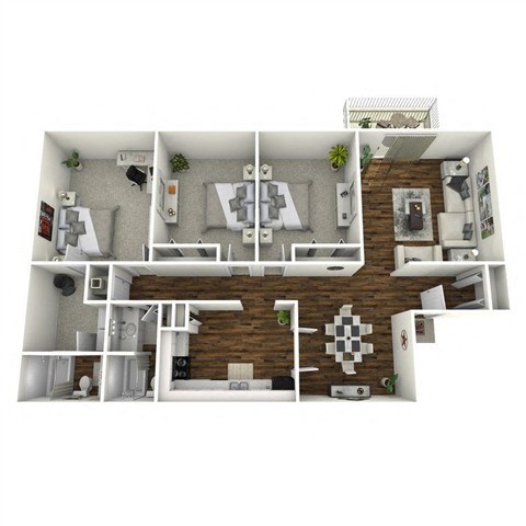 Floor plan for 3 beds, 2 baths, 1600 sqft