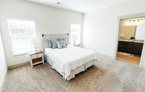 Hudsonville apartment for rent - A bedroom with a large bed and a small desk.