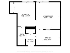 Groton apartment for rent - A floor plan of a house with a bedroom, living room, kitchen, and bath.