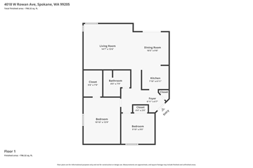 Spokane apartment for rent - Floor plan of a house at 4018 W Rowan Ave, Spokane, WA 99205.