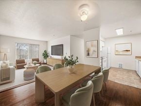 Spokane apartment for rent - Staged dining and living room