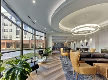 Resident lounge with fireplace