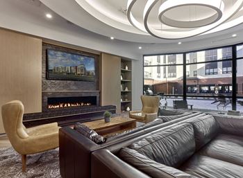 Resident lounge with fireplace