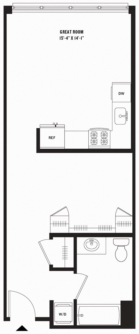 Floor plan for studio, 1 bath, 552 sqft