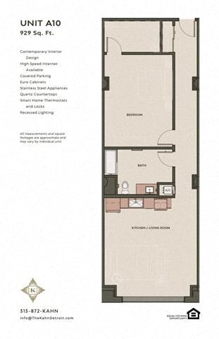Floor plan for 1 bed, 1 bath, 912 sqft