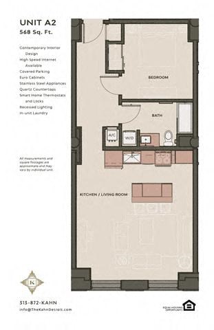 Floor plan for 1 bed, 1 bath, 823 sqft