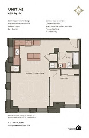 Floor plan for 1 bed, 1 bath, 803 sqft