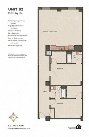 Floor plan for 2 beds, 2 baths, 1475 sqft