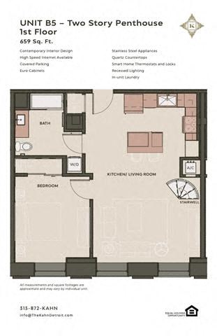 Floor plan for 2 beds, 2 baths, 1068 sqft