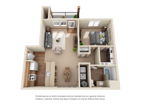 Floor plan for 1 bed, 1 bath, 810 sqft