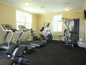 Jacksonville apartment for rent - a gym with various cardio machines and weights