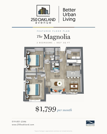 London apartment for rent - A poster for a 2 bedroom apartment at 250 Oakland Avenue advertises a monthly price of $1,799.