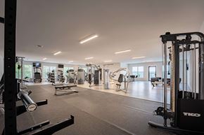Barnhart apartment for rent - A gym with a variety of equipment including weights and machines.