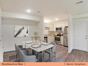 Belleville apartment for rent - an open kitchen and dining room with a table and chairs