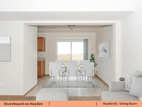Mascoutah apartment for rent - a rendering of a dining room with a table and chairs