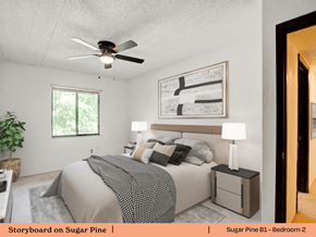 O'fallon apartment for rent - a bedroom with a bed and a ceiling fan
