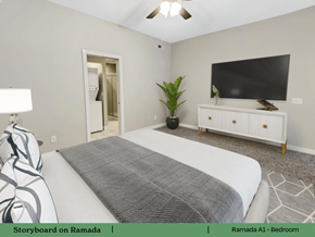Collinsville apartment for rent - a bedroom with a bed and a tv