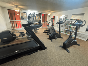 Redondo Beach apartment for rent - A gym with treadmills, elliptical machines, and other exercise equipment.
