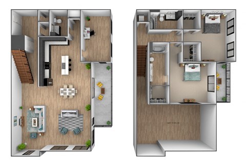 Floor plan for 2 beds, 2.5 baths, 2170 sqft