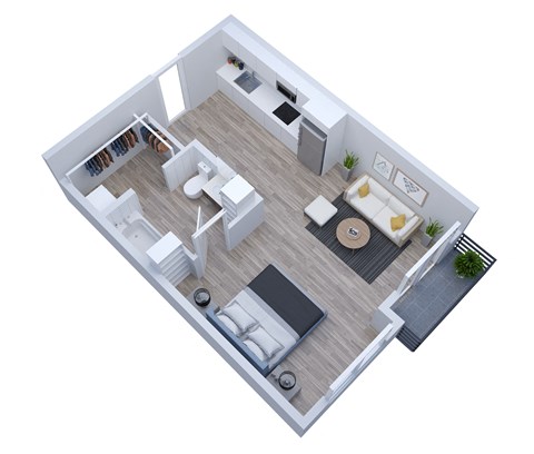 Floor plan for studio, 1 bath, 508 sqft