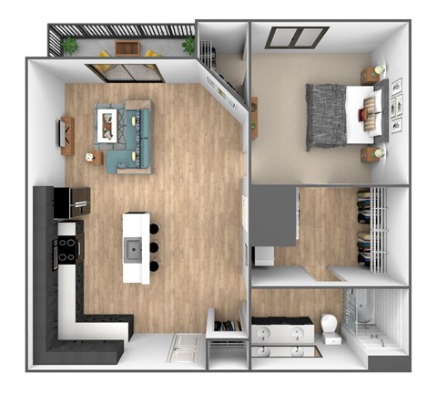 Floor plan for 1 bed, 1 bath, 825 sqft