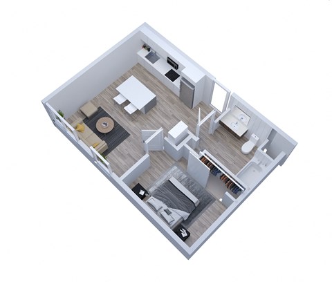 Floor plan for studio, 1 bath, 537 sqft