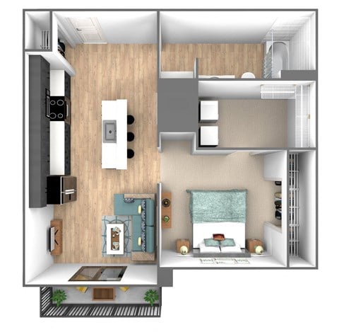 Floor plan for studio, 1 bath, 650 sqft