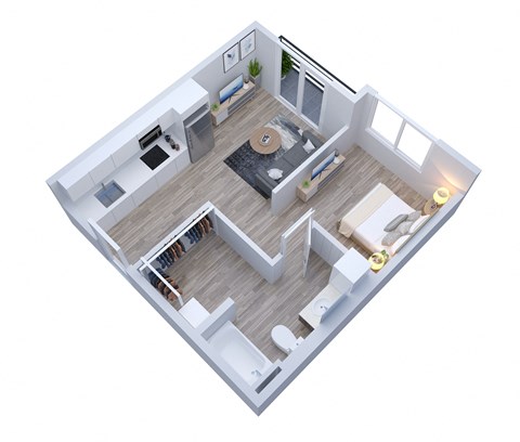 Floor plan for studio, 1 bath, 464 sqft