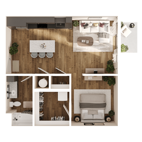 Floor plan for studio, 1 bath, 792 sqft