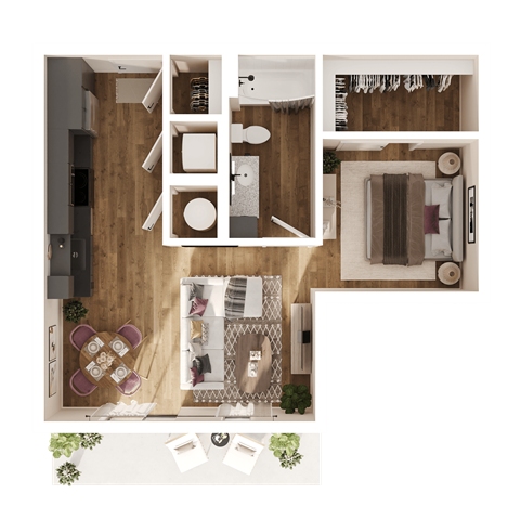Floor plan for studio, 1 bath, 856 sqft