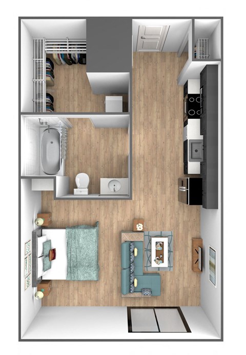 Floor plan for studio, 1 bath, 450 sqft