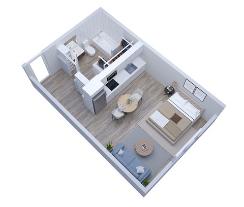 Floor plan for studio, 1 bath, 482 sqft