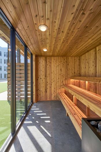 Wooden sauna room