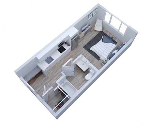Floor plan for studio, 1 bath, 403 sqft
