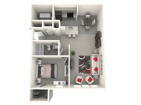 Floor plan for 1 bed, 1 bath, 820 sqft